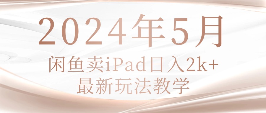 （10459期）2024年5月闲鱼卖ipad日入2k，最新玩法教学-智壹网创