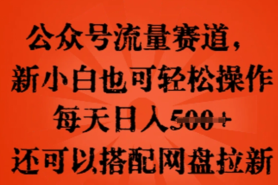 公众号流量赛道，新人小白也可轻松上手操作，每天日入100+，还可以搭配网盘拉新-智壹网创