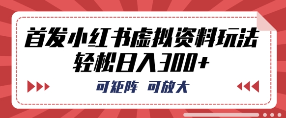 首发小红书虚拟资料玩法，可矩阵，可放大，轻松日入3张-智壹网创