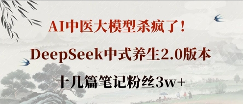 AI中医大模型杀疯了！DeepSeek中式养生2.0版本，十几篇笔记粉丝3w+-智壹网创