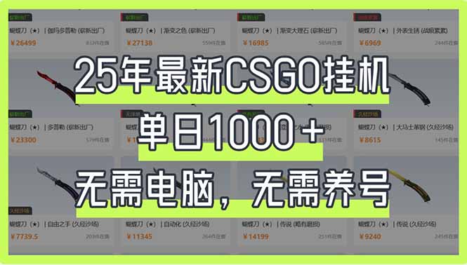 （14178期）25年最新CSGO挂机系统，单日1000+，无需电脑，无需养号，0基础可上手-智壹网创