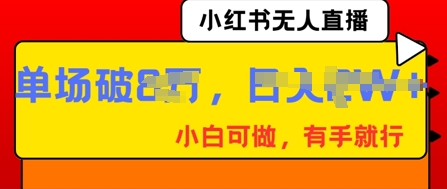 小红书无人直播，纯小白可做，有手就行，单场直播销售额破8w-智壹网创