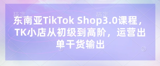 东南亚TikTok Shop3.0课程,TK小店从初级到高阶,运营出单干货输出-智壹网创