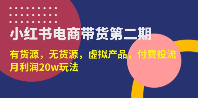 （14186期）小红书电商带货第二期，有货源，无货源，虚拟产品，付费投流，月利润20w-智壹网创
