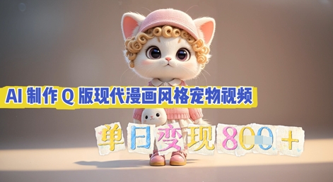 AI制作Q版现代漫画风格宠物视频，单日变现几张-智壹网创