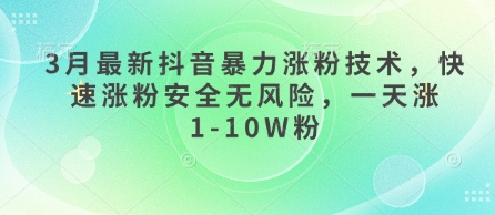 3月最新抖音暴力涨粉技术，快速涨粉安全无风险，一天涨1-10W粉-智壹网创